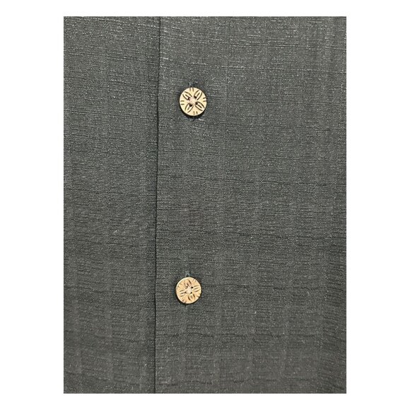 Tommy Bahama Embroidered Black Camp Shirt XXL 100% Rayon Short Sleeve Button-Up - Picture 6 of 13